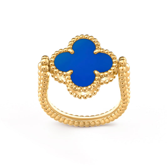 [Charm Aries Jewelry]CLOVER RIVERSIBLE BLUE AGATE RING