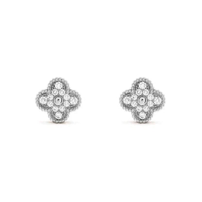 [Charm Aries Jewelry]CLOVER 1 MOTIFS DIAMOND STUD EARRINGS SILVER
