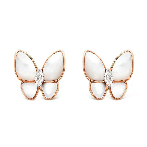 [Charm Aries Jewelry]BUTTERFLY MOP DIAMOND EARRINGS