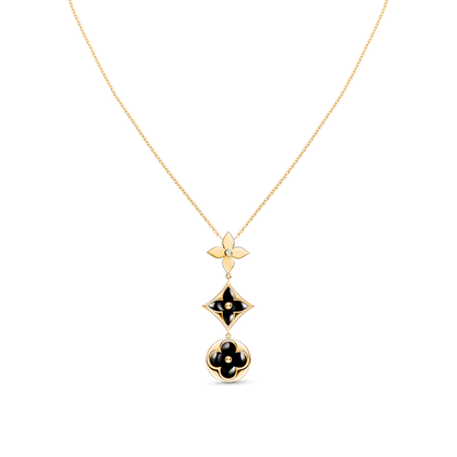 [Charm Aries Jewelry]STAR AND SUN ONYX PINK GOLD NECKLACE