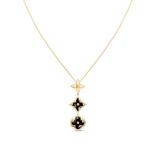 [Charm Aries Jewelry]STAR AND SUN ONYX PINK GOLD NECKLACE