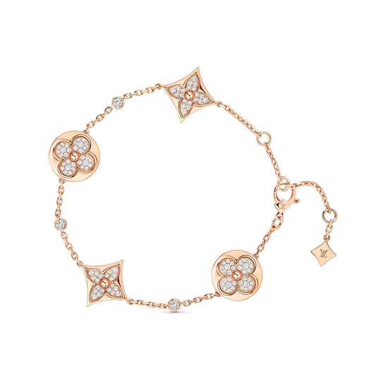 [Charm Aries Jewelry]STAR AND SUN 4 MOTIFS GOLD DIAMONDS BRACELET