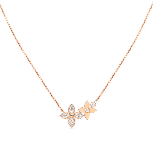 [Charm Aries Jewelry]STAR BLOSSOM NECKLACE PINK GOLD DIAMONDS