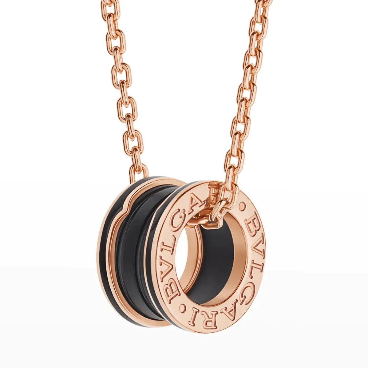 [Charm Aries Jewelry]ZERO 1 BLACK CERAMIC PINK GOLD NECKLACE