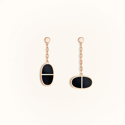 [Charm Aries Jewelry]CHAINE VERSO BLACK CERAMIC EARRINGS