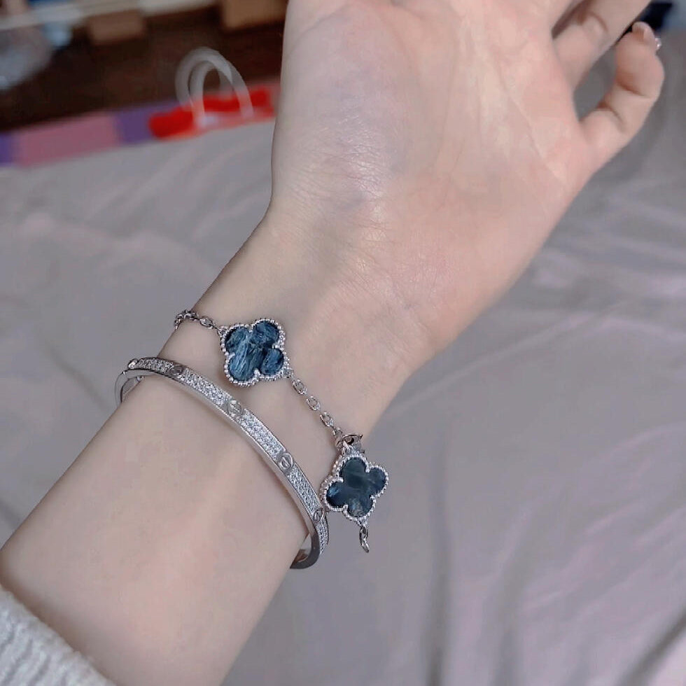 [Charm Aries Jewelry]CLOVER 5 MOTIF PIETERSITE SILVER BRACELET