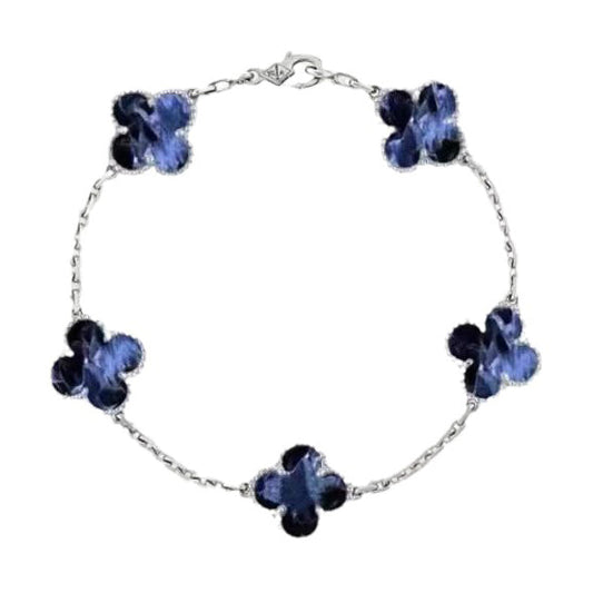 [Charm Aries Jewelry]CLOVER 5 MOTIF PIETERSITE SILVER BRACELET