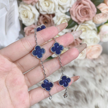 [Charm Aries Jewelry]CLOVER 5 MOTIF PIETERSITE SILVER BRACELET