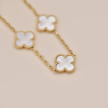 [Charm Aries Jewelry]CLOVER  5 MOTIF WHITE MOP BRACELET