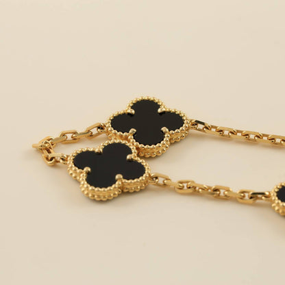 [Charm Aries Jewelry]CLOVER  5 MOTIFS BLACK ONYX BRACELET