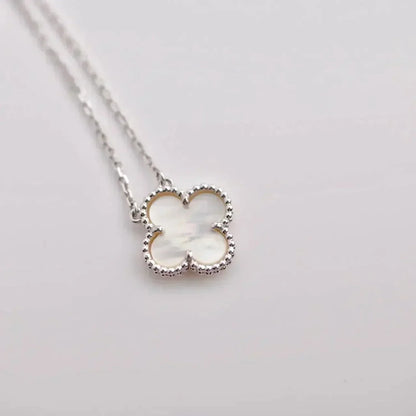 [Charm Aries Jewelry]CLOVER  15MM WHITE MOTHER-OF-PEARL SILVER