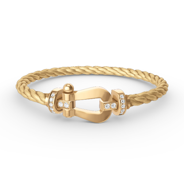 [Charm Aries Jewelry]FORCE LARGE HORSESHOE HALF DIAMOND BRACELET GOLD