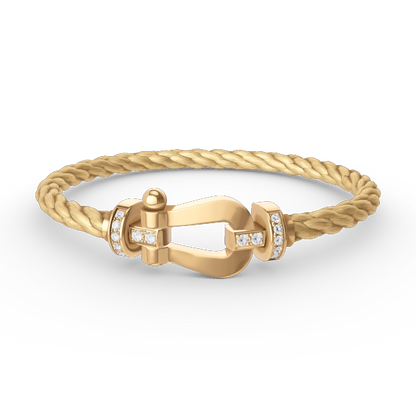 [Charm Aries Jewelry]FORCE LARGE HORSESHOE HALF DIAMOND BRACELET GOLD