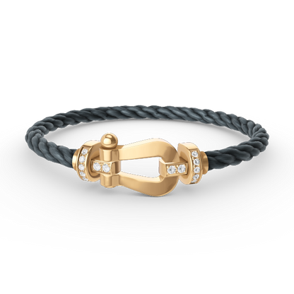 [Charm Aries Jewelry]FORCE LARGE HORSESHOE HALF DIAMOND BRACELET GOLD