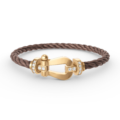 [Charm Aries Jewelry]FORCE LARGE HORSESHOE HALF DIAMOND BRACELET GOLD