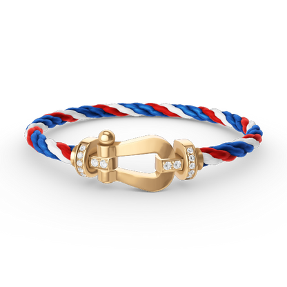[Charm Aries Jewelry]FORCE LARGE HORSESHOE HALF DIAMOND BRACELET GOLD