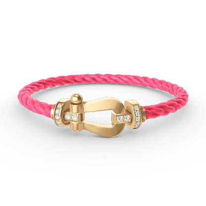 [Charm Aries Jewelry]FORCE LARGE HORSESHOE HALF DIAMOND BRACELET GOLD