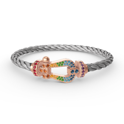 [Charm Aries Jewelry]FORCE LARGE HORSESHOE  COLORED DIAMOND BRACELET ROSE GOLD
