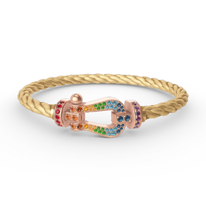 [Charm Aries Jewelry]FORCE LARGE HORSESHOE  COLORED DIAMOND BRACELET ROSE GOLD