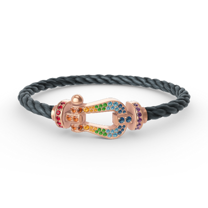 [Charm Aries Jewelry]FORCE LARGE HORSESHOE  COLORED DIAMOND BRACELET ROSE GOLD