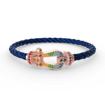 [Charm Aries Jewelry]FORCE LARGE HORSESHOE  COLORED DIAMOND BRACELET ROSE GOLD