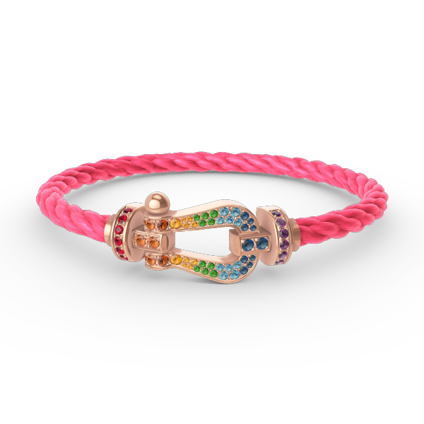 [Charm Aries Jewelry]FORCE LARGE HORSESHOE  COLORED DIAMOND BRACELET ROSE GOLD