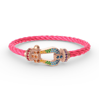 [Charm Aries Jewelry]FORCE LARGE HORSESHOE  COLORED DIAMOND BRACELET ROSE GOLD