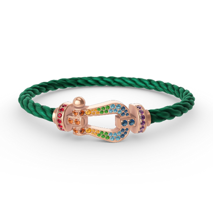 [Charm Aries Jewelry]FORCE LARGE HORSESHOE  COLORED DIAMOND BRACELET ROSE GOLD
