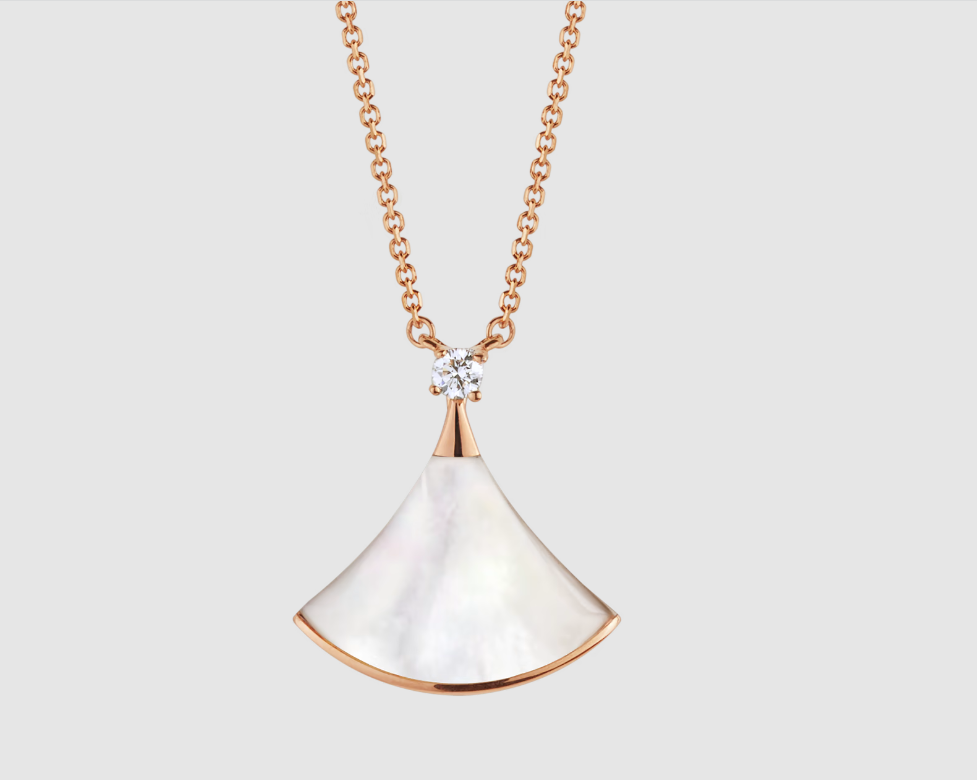 [Charm Aries Jewelry]DREAM NECKLACE WHITE MOP PINK GOLD 1 DIAMOND