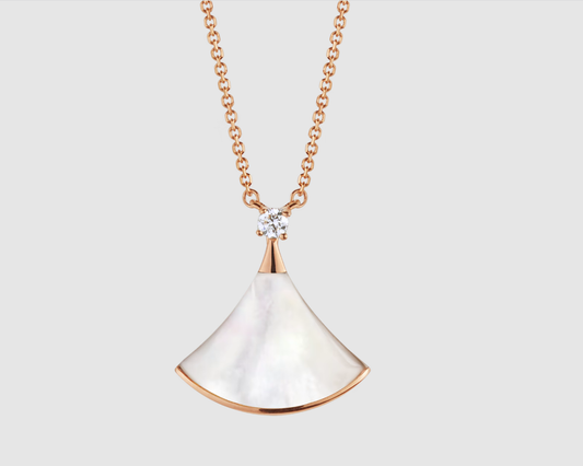 [Charm Aries Jewelry]DREAM NECKLACE WHITE MOP PINK GOLD 1 DIAMOND