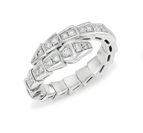 [Charm Aries Jewelry]SERPENTI RING SILVER DIAMOND PAVED 4MM