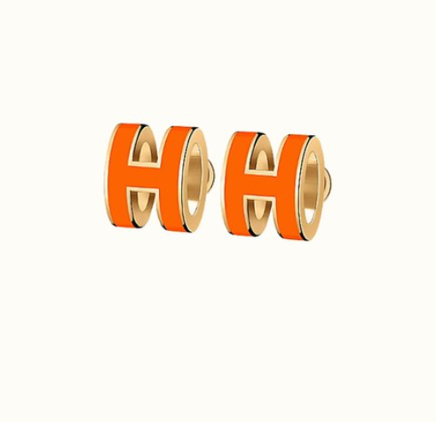 [Charm Aries Jewelry]MINI POP H EARRINGS ORANGE