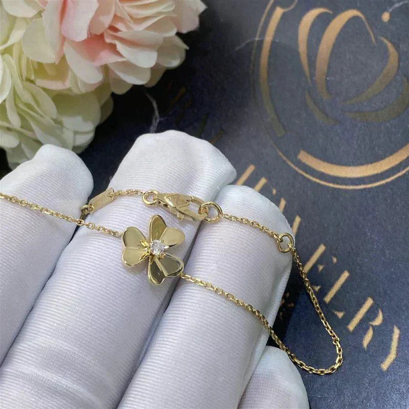 [Charm Aries Jewelry]FRIVOLE GOLD FLOWER PINK MALACHITE BRACELET