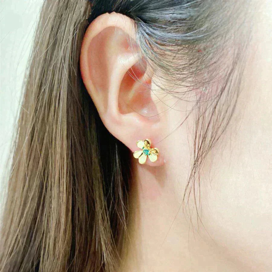 [Charm Aries Jewelry]FRIVOLE  FLOWER MALACHITE EARRINGS