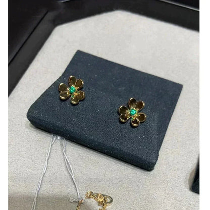 [Charm Aries Jewelry]FRIVOLE  FLOWER MALACHITE EARRINGS