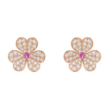 [Charm Aries Jewelry]FRIVOLE PINK GOLD FLOWER DIAMOND EARRINGS