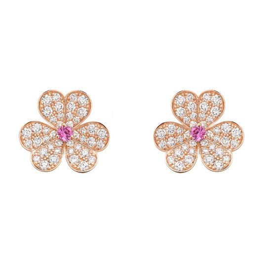 [Charm Aries Jewelry]FRIVOLE PINK GOLD FLOWER DIAMOND EARRINGS
