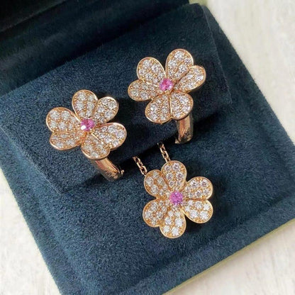 [Charm Aries Jewelry]FRIVOLE ROSE GOLD FLOWER DIAMOND NECKLACE
