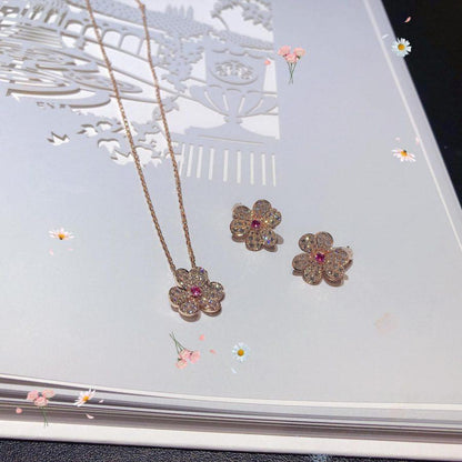 [Charm Aries Jewelry]FRIVOLE ROSE GOLD FLOWER DIAMOND NECKLACE