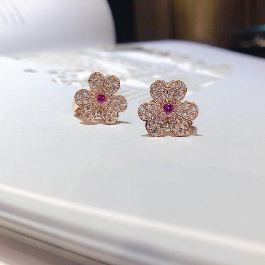 [Charm Aries Jewelry]FRIVOLE PINK GOLD FLOWER DIAMOND EARRINGS