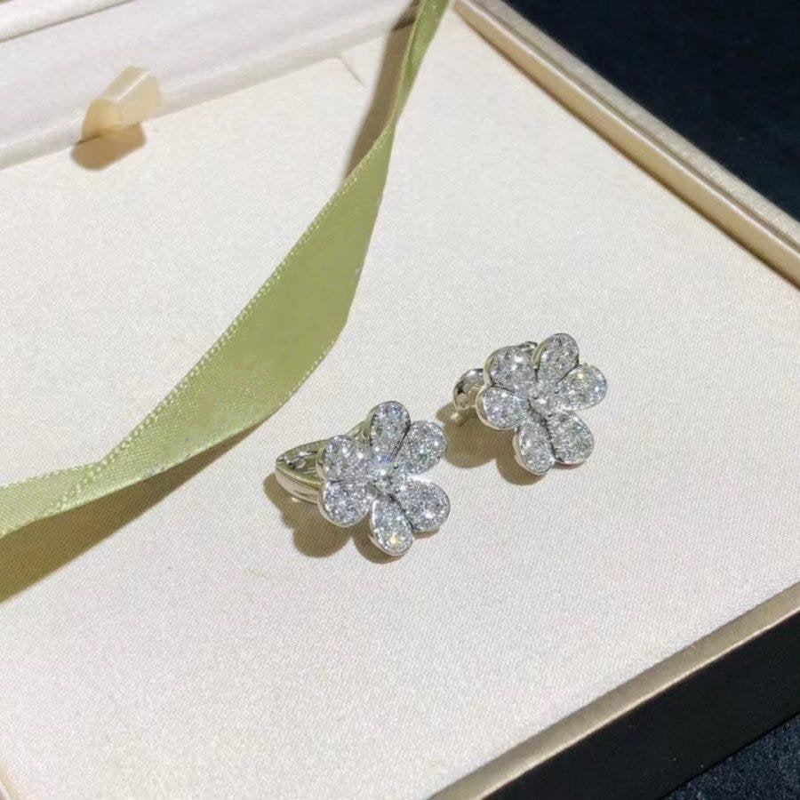 [Charm Aries Jewelry]FRIVOLE SILVER FLOWER DIAMOND EARRINGS