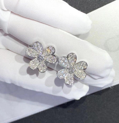 [Charm Aries Jewelry]FRIVOLE SILVER FLOWER DIAMOND EARRINGS