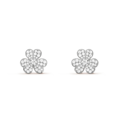 [Charm Aries Jewelry]FRIVOLE SILVER FLOWER DIAMOND EARRINGS