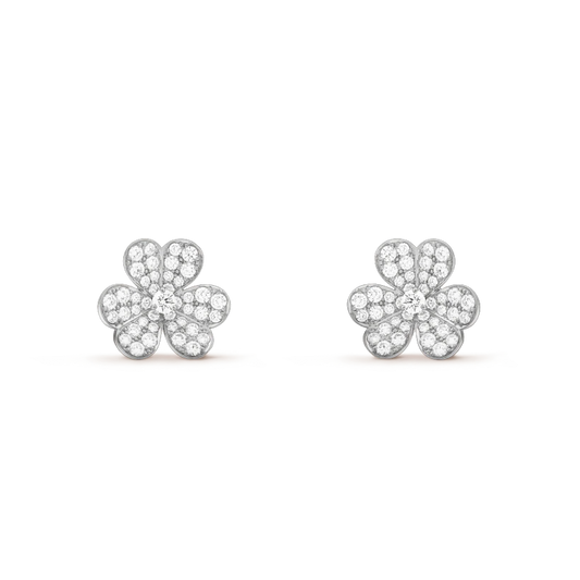 [Charm Aries Jewelry]FRIVOLE SILVER FLOWER DIAMOND EARRINGS