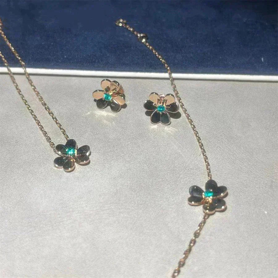 [Charm Aries Jewelry]FRIVOLE  FLOWER MALACHITE EARRINGS