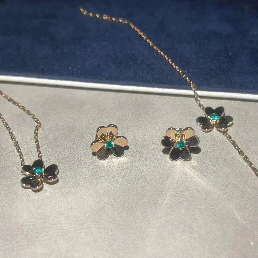[Charm Aries Jewelry]FRIVOLE  FLOWER MALACHITE EARRINGS