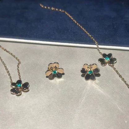 [Charm Aries Jewelry]FRIVOLE  FLOWER MALACHITE EARRINGS
