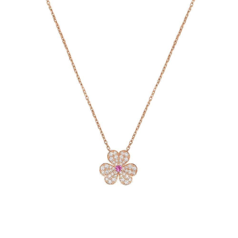 [Charm Aries Jewelry]FRIVOLE ROSE GOLD FLOWER DIAMOND NECKLACE