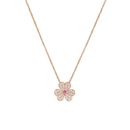 [Charm Aries Jewelry]FRIVOLE ROSE GOLD FLOWER DIAMOND NECKLACE
