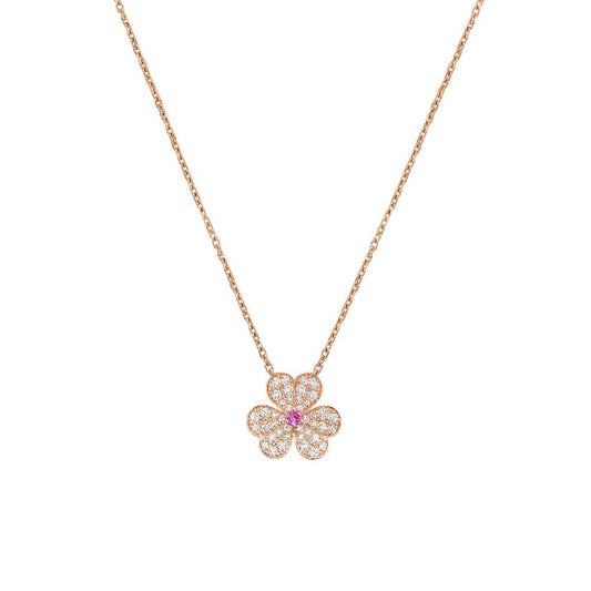[Charm Aries Jewelry]FRIVOLE ROSE GOLD FLOWER DIAMOND NECKLACE